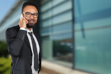 Fototapeta premium African american business man using mobile phone