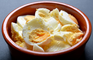 Hard boiled egg in bowl