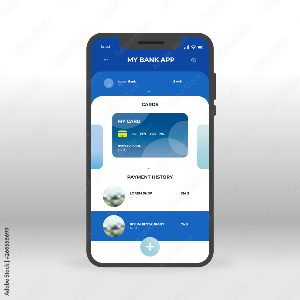 Aufkleber blue online banking ui, ux, gui screen for mobile apps design. modern responsive user interface desi