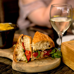 Vegetarian Dried Tomato Salad Bread Roll