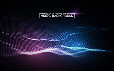 Music abstract background blue. Equalizer for music, showing sound waves with music waves, music background equalizer vector concept.