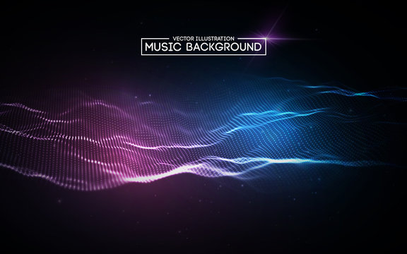 Music abstract background blue. Equalizer for music, showing sound waves with music waves, music background equalizer vector concept.