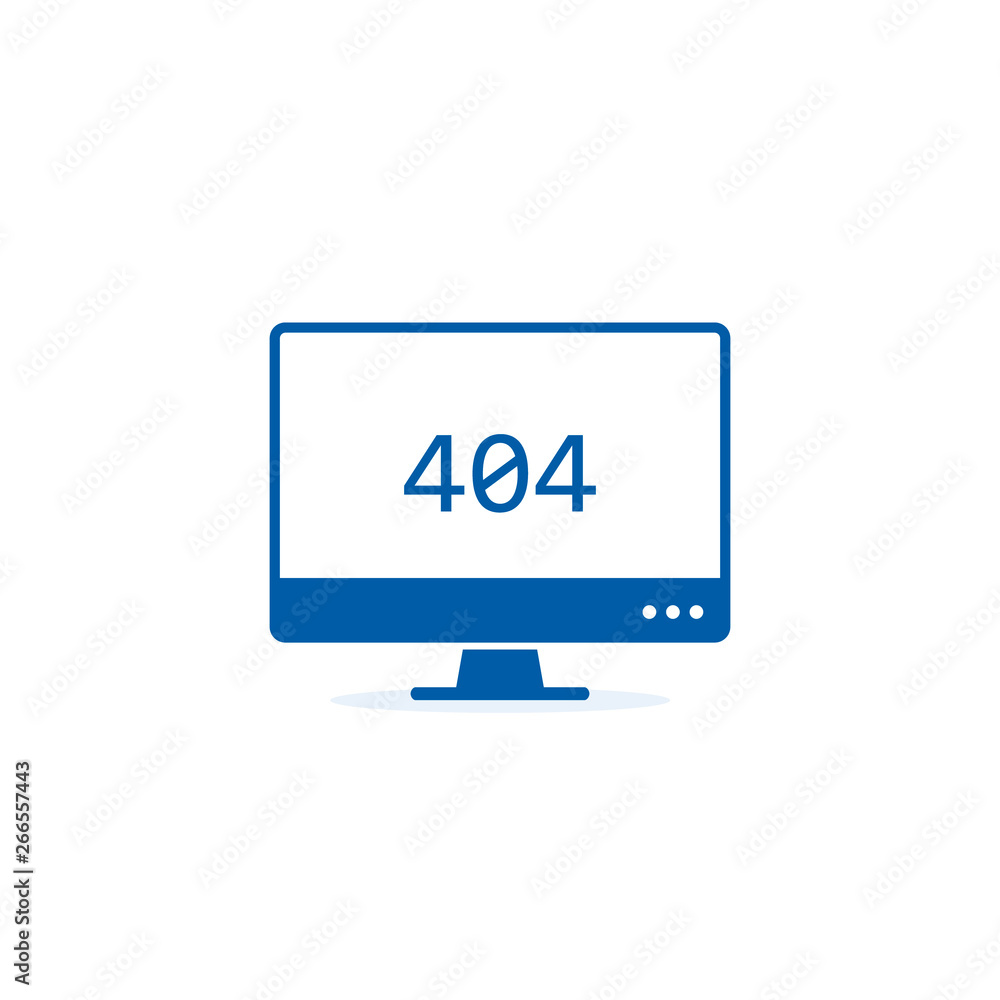 Aufkleber 404 error or not found icon. pc with 404 mistake illustration on white background