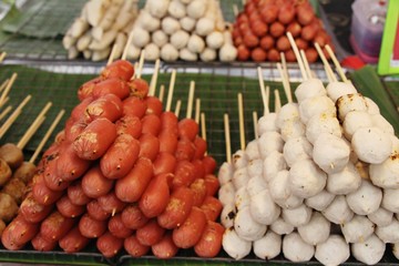grilled sausage and meatball at street food