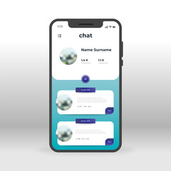 User Chat Profile UI, UX, GUI screen for mobile apps design. Modern responsive user interface design of mobile applications including Chat Profile screen