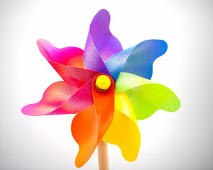 Another stationary multi-coloured  toy windmill.