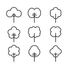 Set of outline Tree icon. Vector Illustration.