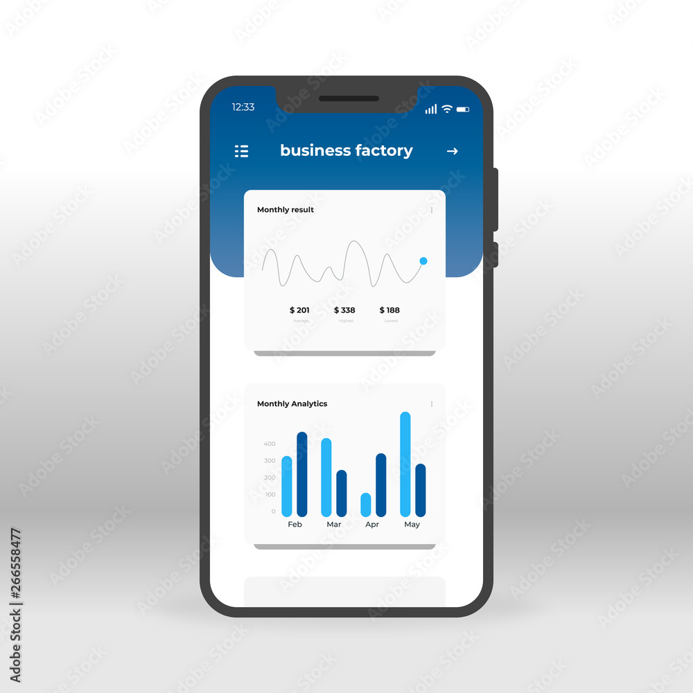 Aufkleber blue business factory ui, ux, gui screen for mobile apps design. modern responsive user interface de