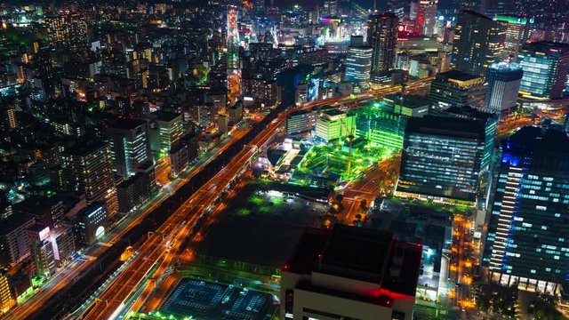 time lapse of Yokohama Cityscape at night, Japan
