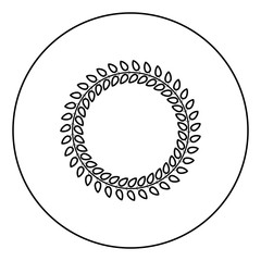Floral circle Wreath of leaves Round floral frames Floral border icon in circle round outline black color vector illustration flat style image