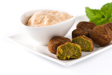 Falafel on a plate isolated on white background
