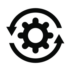 Workflow process icon. Gear cog wheel with arrows vector illustration. Workflow business concept.
