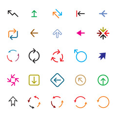 Set of color vector arrows. COLLECTION OF ICONS.