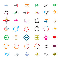 Set of color vector arrows. COLLECTION OF ICONS.