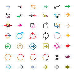Set of color vector arrows. COLLECTION OF ICONS.