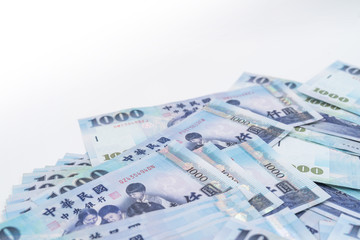 Fototapeta na wymiar 1000 New Taiwan Dollars isolated on white background
