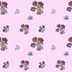 seamless hand drawn beautiful watercolor floral pattern with flowers on pink background