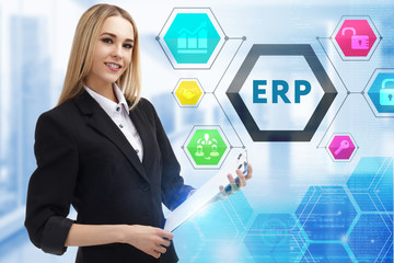 The concept of business, technology, the Internet and the network. A young entrepreneur working on...