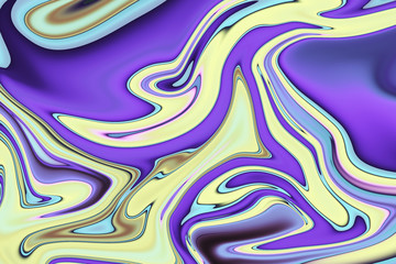 Modern colorful abstract iridescent texture. Psychedelic water ink marble background illustration.
