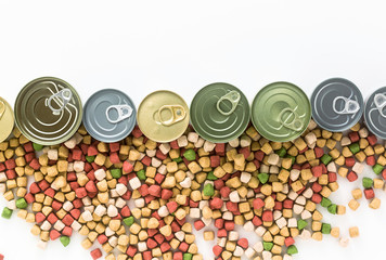 canned food for pets isolated on white.