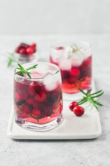 Spiced cranberry kombucha sangria. Selective focus, space for text.