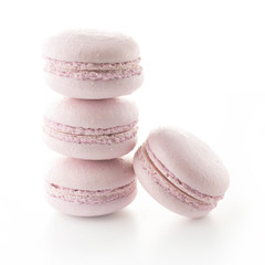 French macaroons pastel tones on white background