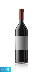 Red wine bottle. Set of white, rose, and red wine bottles. isolated on white background.