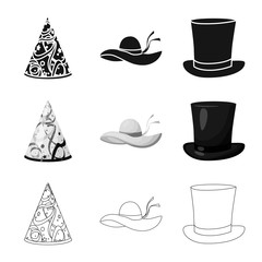 Isolated object of clothing and cap symbol. Set of clothing and beret vector icon for stock.