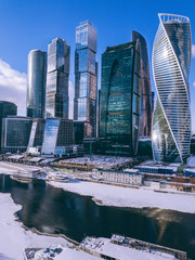 Fototapeta premium moscow city skyline, aerial view 