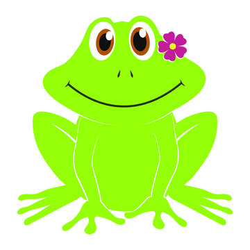 Cute frog cartoon vector isolated