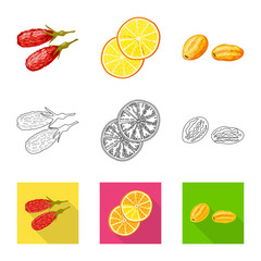 Isolated object of food  and raw  icon. Collection of food  and nature   stock vector illustration.