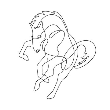 Horse kicks , one line drawing,