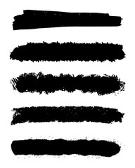Brush stroke set. Vector grunge modern textured spots. Black dry brush isolated on white background. Hand drawn template. Perfect elements for your design
