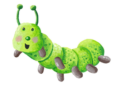 Cute funny green caterpillar