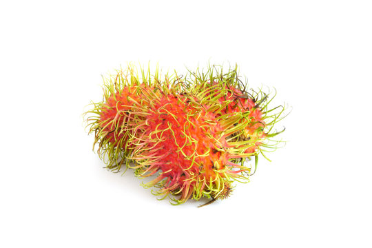 Delicious Thailand sweet fruits Rambutan isolated on white background