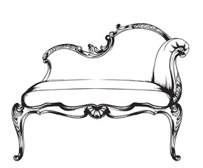 Rich baroque armchair Vector. Retro style furniture. Vintage designs