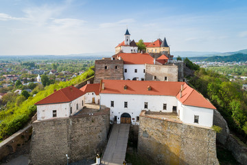 Obraz premium Beautiful aerial view of Palanok Castle in Mukachevo , Ukraine