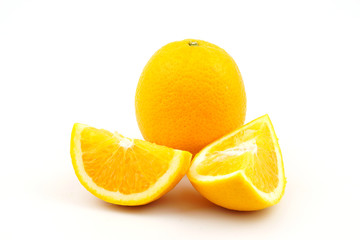 Slice Orange fruit isolated on white background