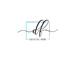 D F DF initial logo handwriting  template vector