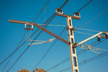 Fototapeta premium Train Metro Journey Voyage Barcelona Powerlines