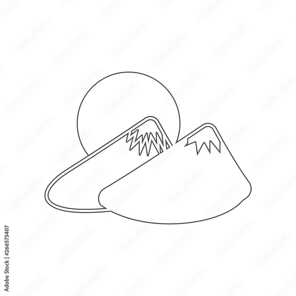 Aufkleber mountains and sun icon. element of china for mobile concept and web apps icon. outline, thin line ic