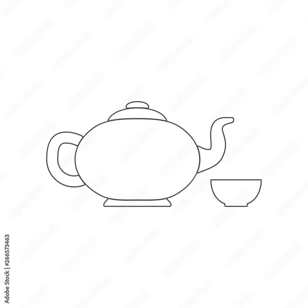 Poster kettle and cup icon. element of china for mobile concept and web apps icon. outline, thin line icon 