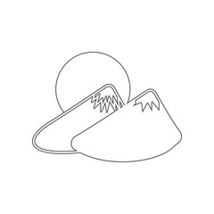 Mountains and sun icon. Element of China for mobile concept and web apps icon. Outline, thin line icon for website design and development, app development