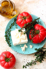 Greek cheese with tomatoes