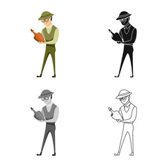 Vector design of archaeologist  and human logo. Collection of archaeologist  and seeker  vector icon for stock.