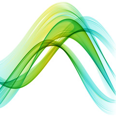 Abstract multicolored waves on white background