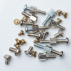 Tiny screws, close up, top view