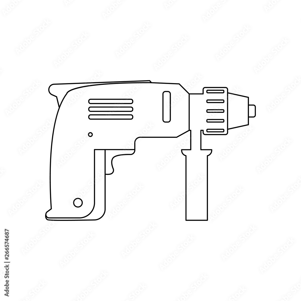 Poster color hand drill icon. element of construction tools for mobile concept and web apps icon. outline, 