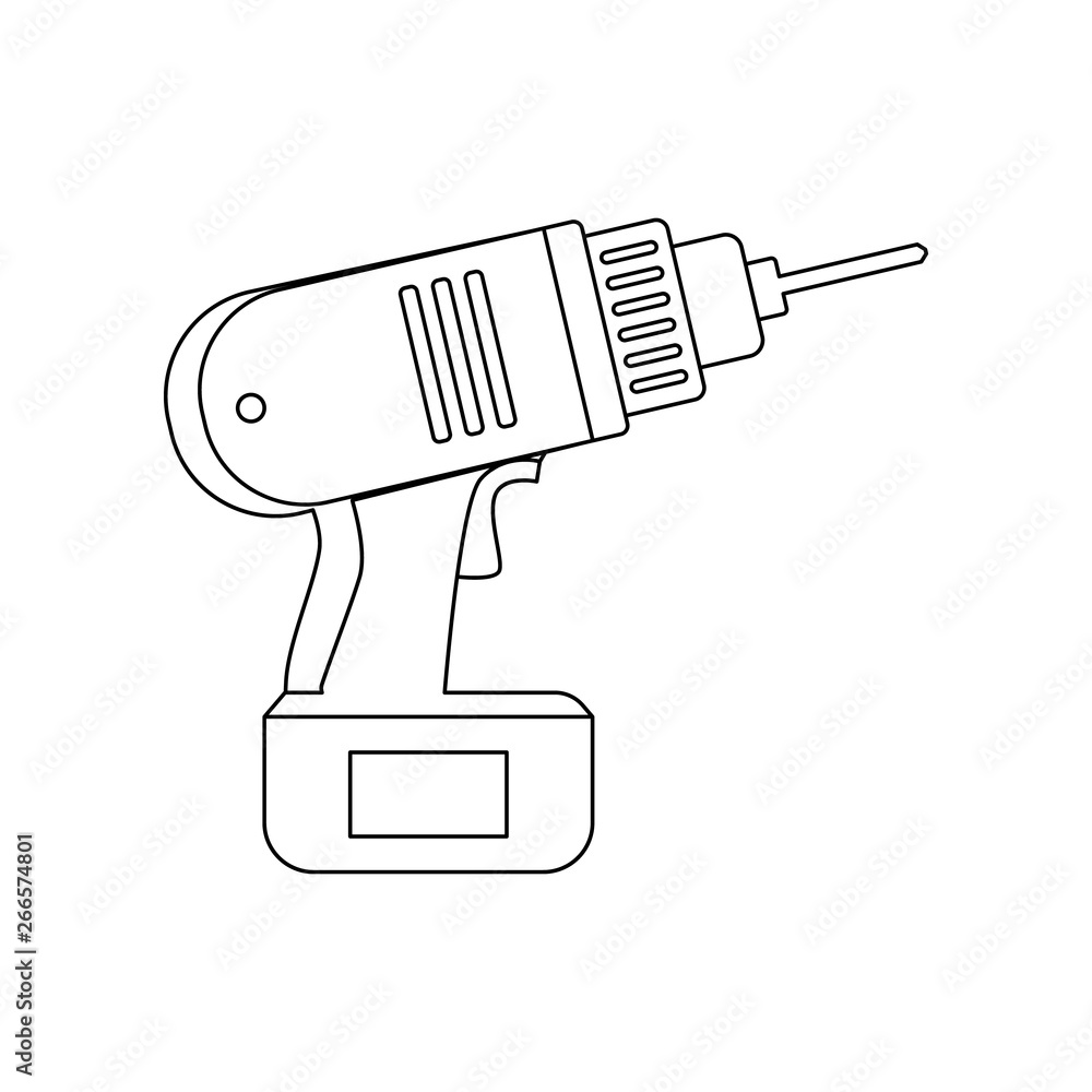 Poster color portable drill icon. element of construction tools for mobile concept and web apps icon. outli