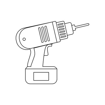 recommend clip art: color portable drill icon. Element of construction tools for mobile concept and web apps icon. Outline, thin line icon for website design and development, app development